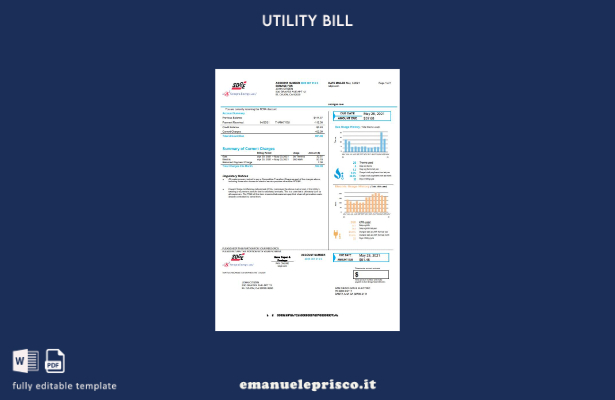 modello di bolletta delle utenze per gas ed elettricità (SDG&E) USA California S